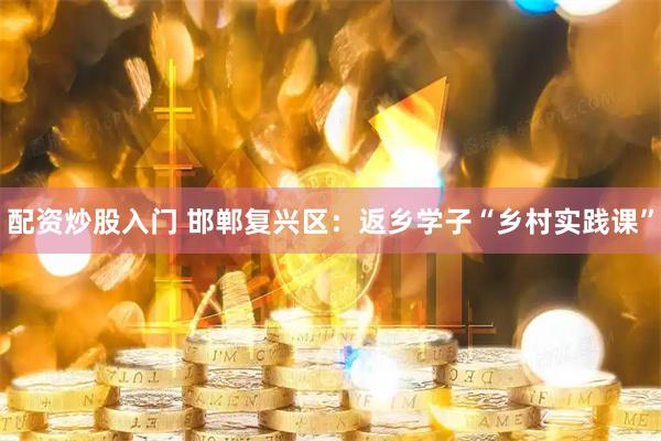 配资炒股入门 邯郸复兴区：返乡学子“乡村实践课”
